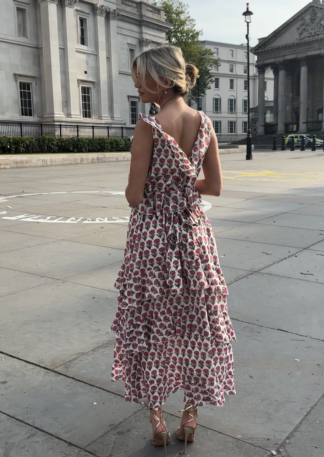 Anetos London's Kitty Dress | Floral wedding guest dress, ruffle, maxi dress