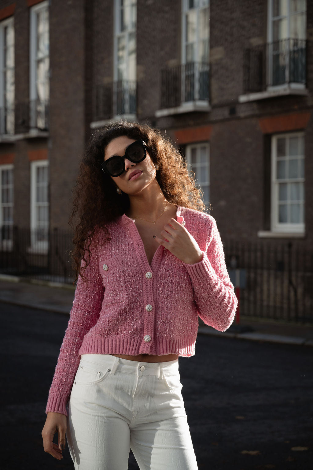 Evelyn Cardigan in Pink